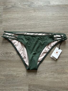 Shade & Shore Army Green Triple-Strap Bikini Bottom